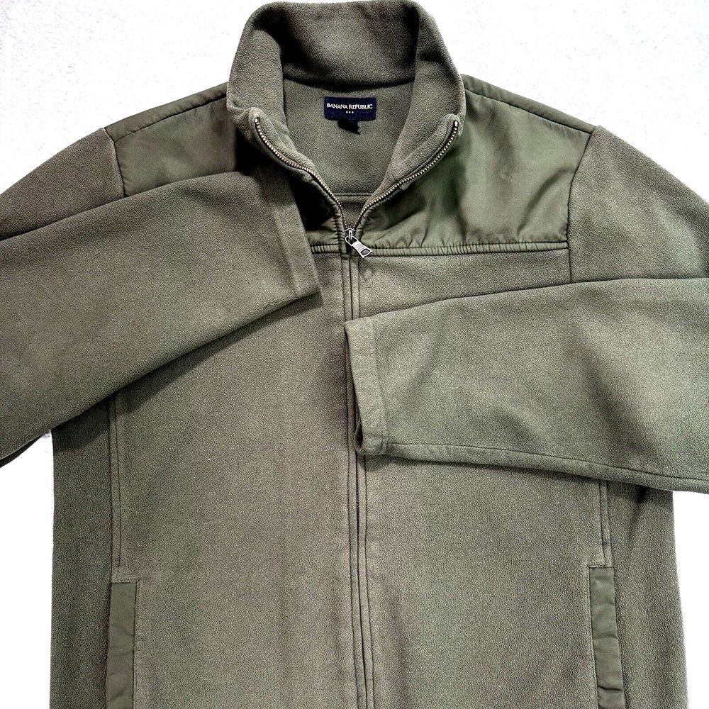 Banana Republic Fleece Field Jacket Men L Military Green L/S Minimalist